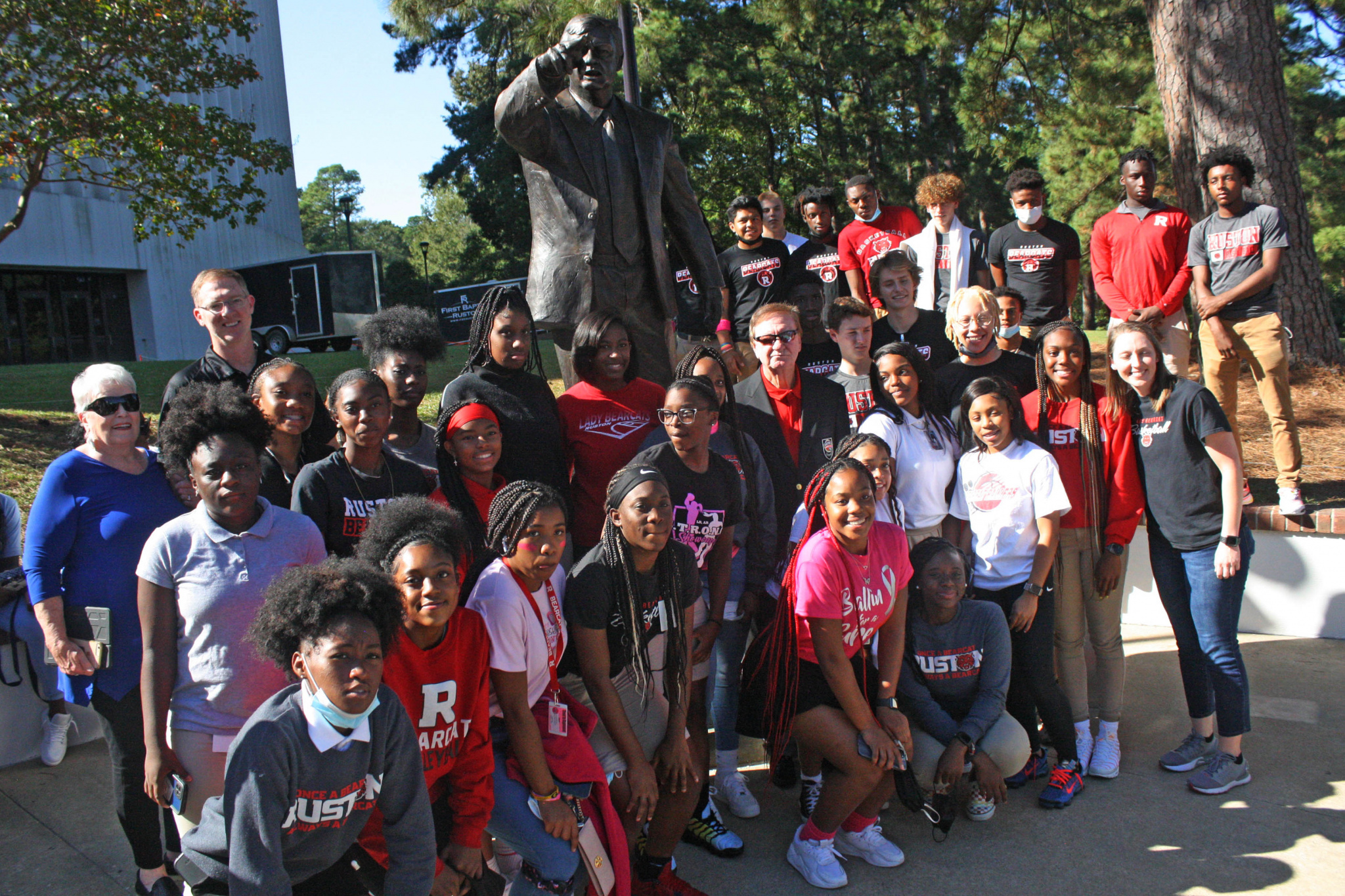 Barmore with Ruston High School girls and boys basketball teams