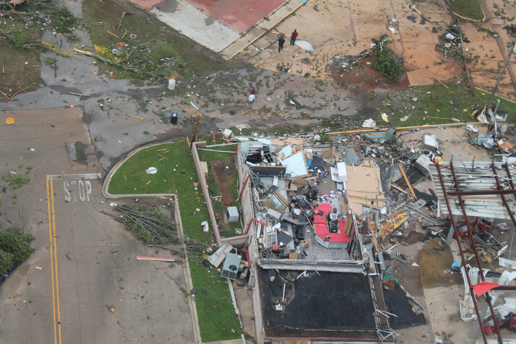 Aerial view of the remains of the Pow Wow — April 25