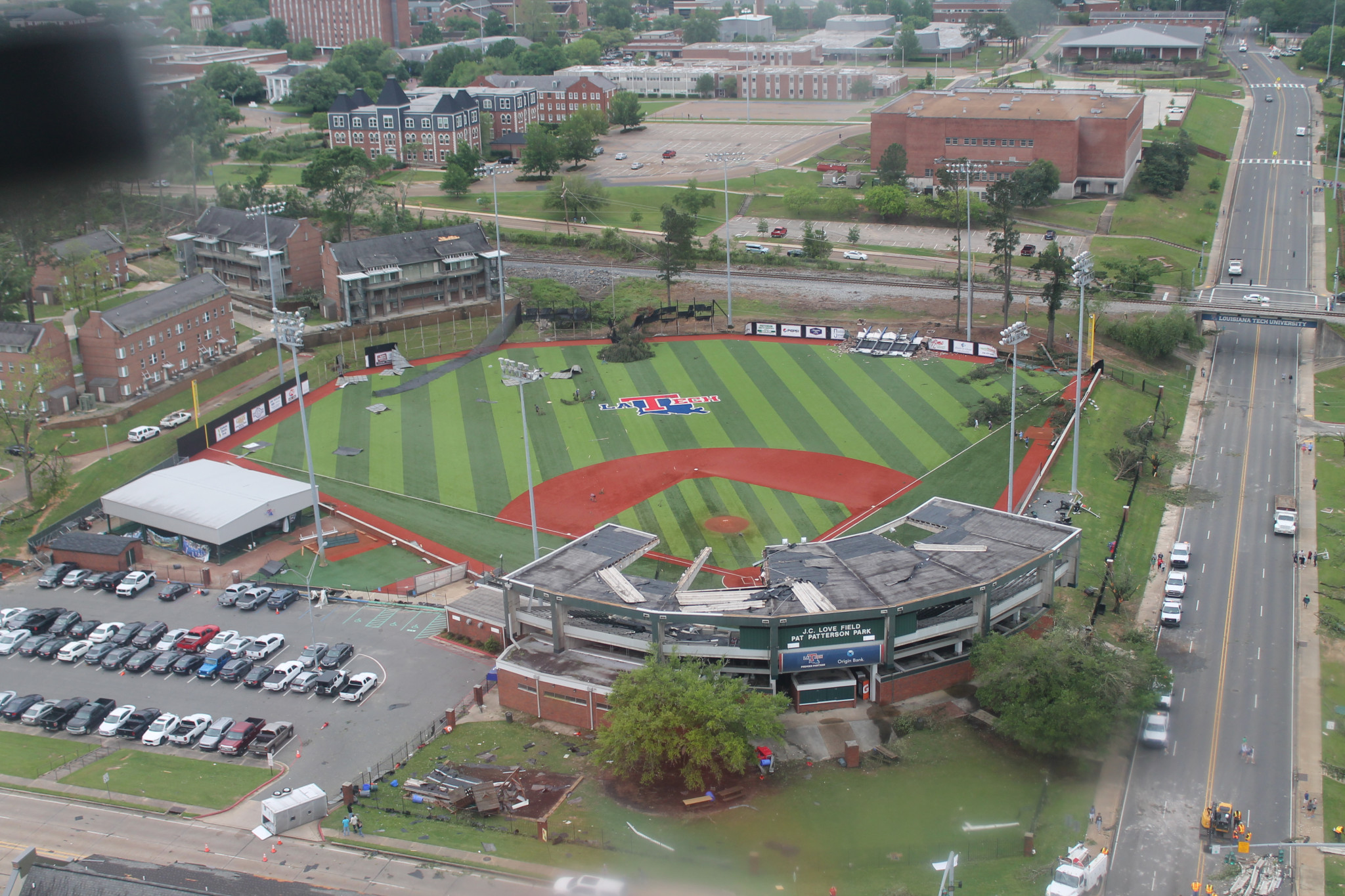 Aerial view of the Louisiana Tech baseball field — April 25