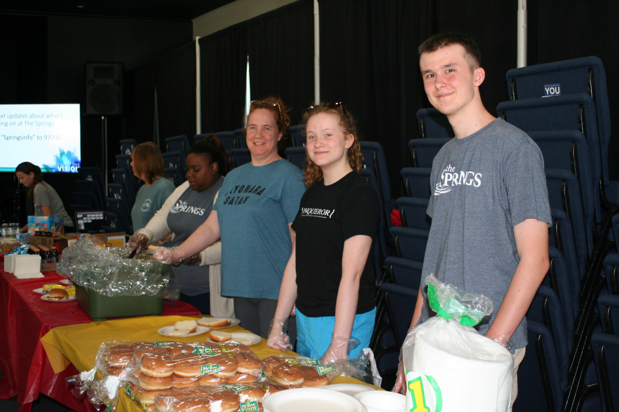 Volunteers serving lunch provided by Rolling Hills at The Springs church — April 26